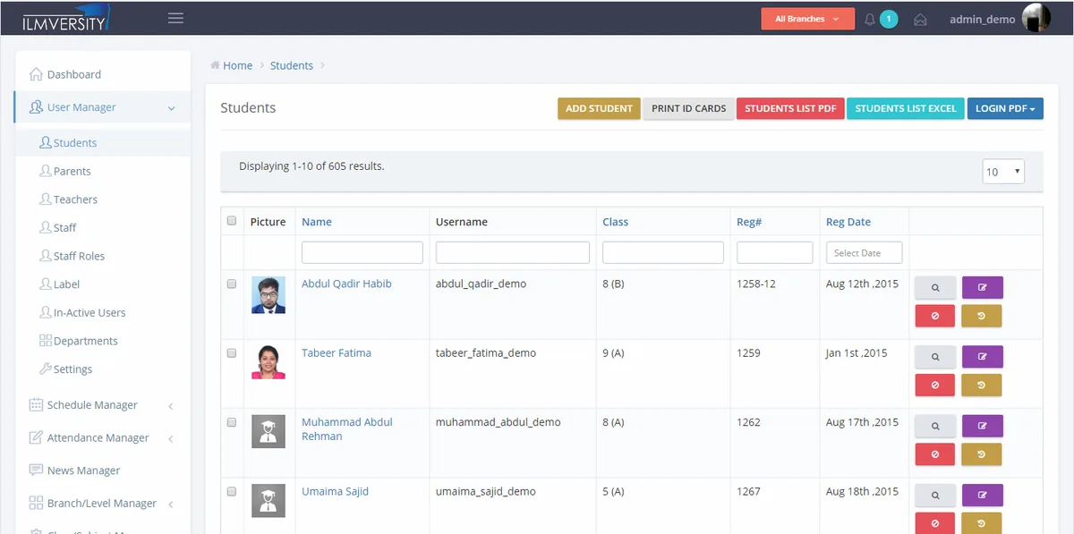 Student records in Ilmversity Student Manager